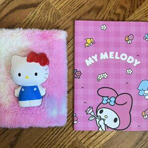 NEW Sanrio Hello Kitty Plush Journal & My Melody Notebook Bundle